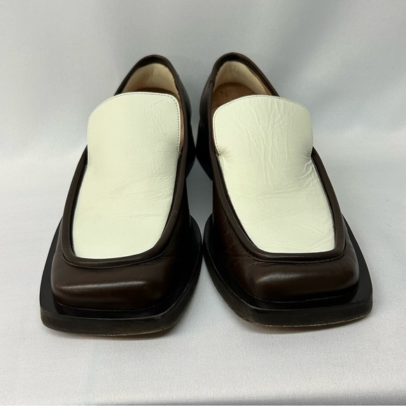GIA / RHW Loafers Slip On Square Toe 8 / 38 Womens Shoes Brown / Ivory - Picture 8 of 11